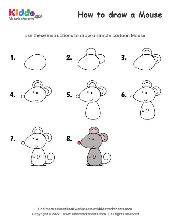 how to draw a mouse for kids step by step