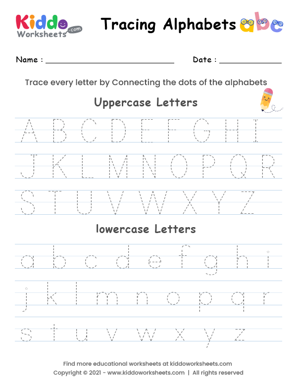 Free Printable Letter Tracing Alphabets Worksheet - kiddoworksheets
