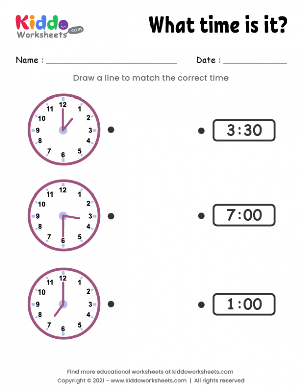 Match Clock Worksheet 1