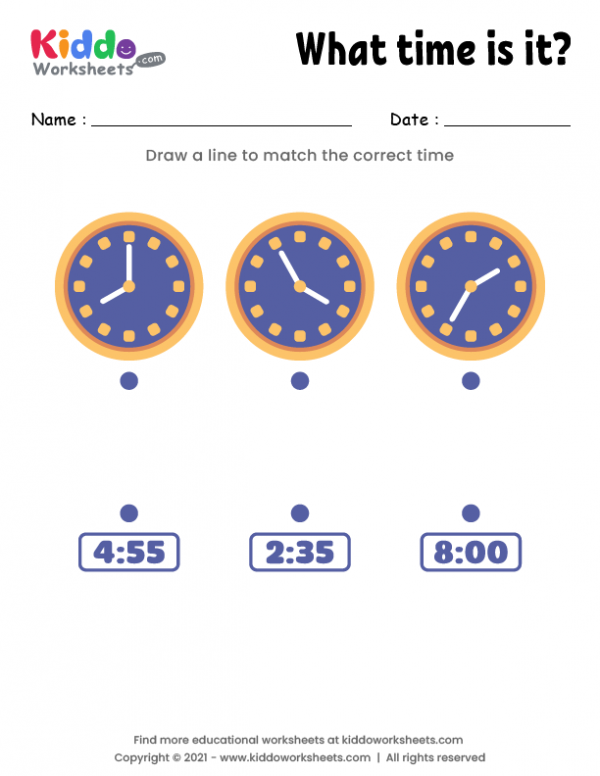 Match Clock Worksheet 5