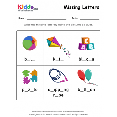 Missing Letters Worksheet 3