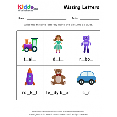 Missing Letters Worksheet 4