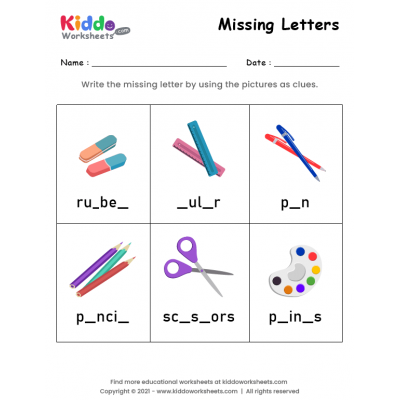 Missing Letters Worksheet 5