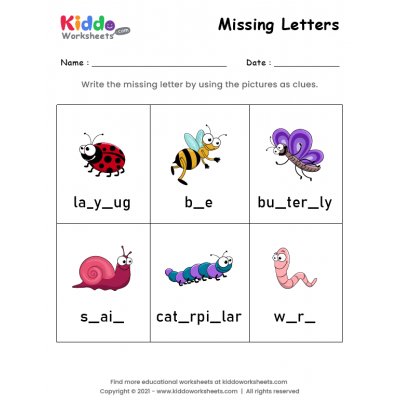 Missing Letters Worksheet 6