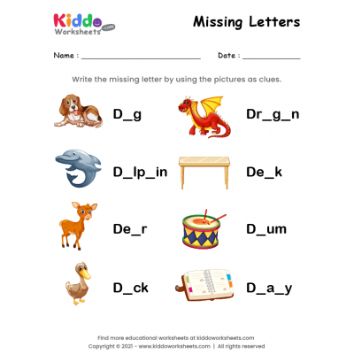 Missing Letters Worksheet 9