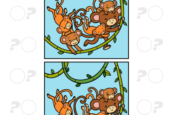 Monkey Spot the Difference Worksheet