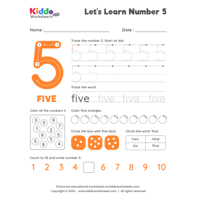 Number 5 Worksheet