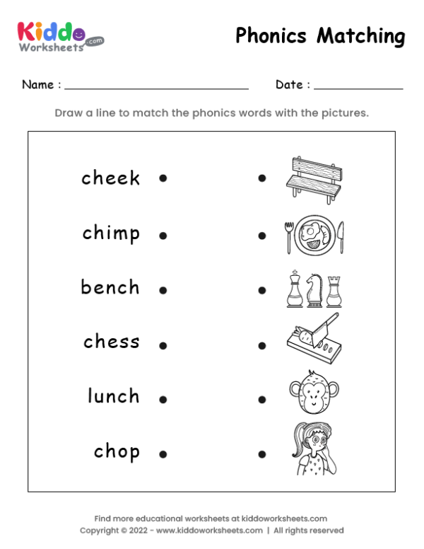Free Printable Phonics Matching Worksheet - kiddoworksheets