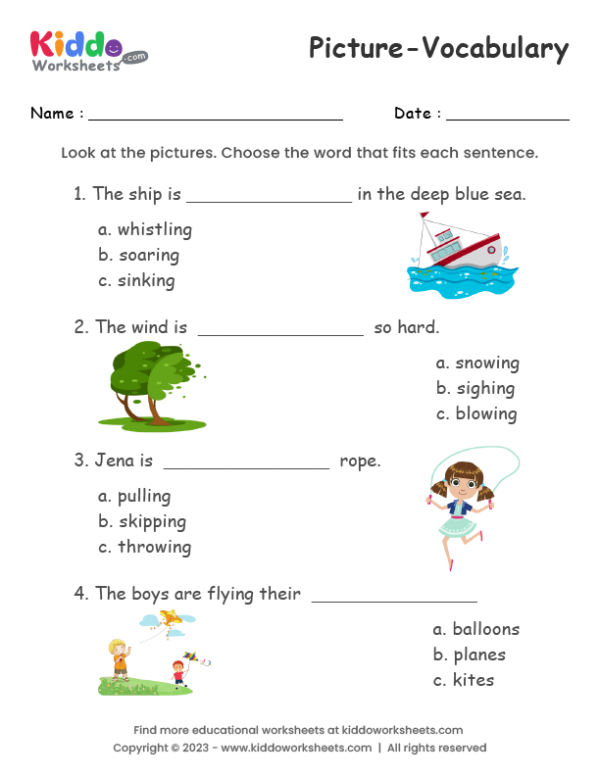 English Worksheets For Kindergarten Free Printable