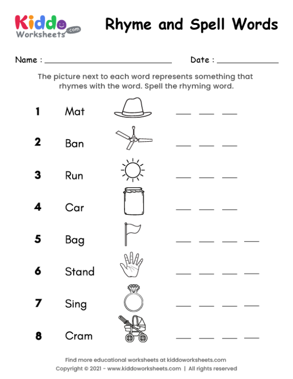 spelling worksheets for kindergarten