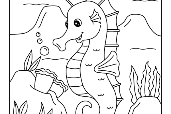 Seahorse coloring page