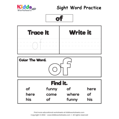 Sight Word Practice of