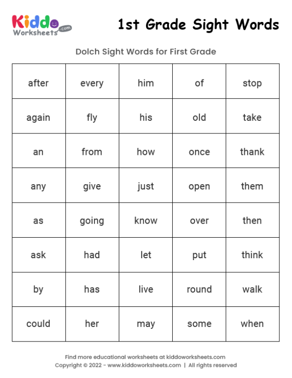 First Grade Sight Words Worksheets Back To School Themed Lupon gov ph