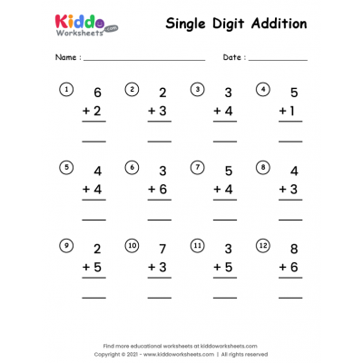 Free Printable Addition Worksheets - Kiddoworksheets