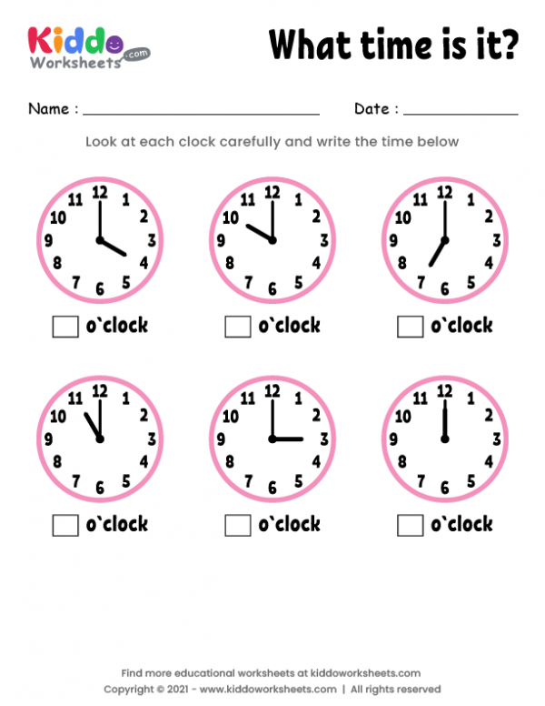 Telling Time Worksheet 1