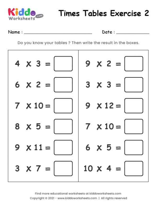 Times Table Exercise 2