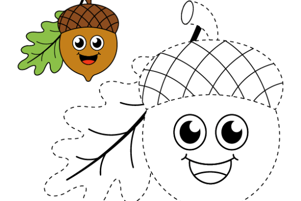 Trace and Color Acorn worksheet