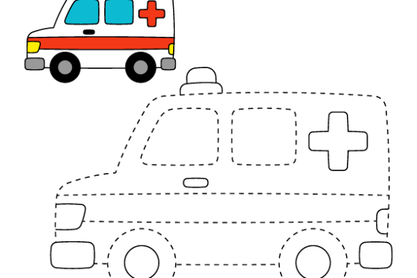 Trace and Color Ambulance worksheet