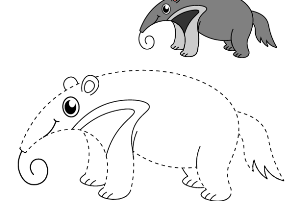 Trace and Color Ant Eater worksheet