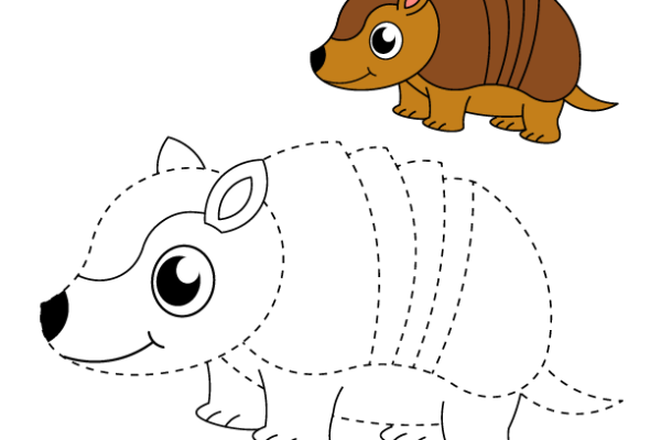 Trace and Color Armadillo worksheet