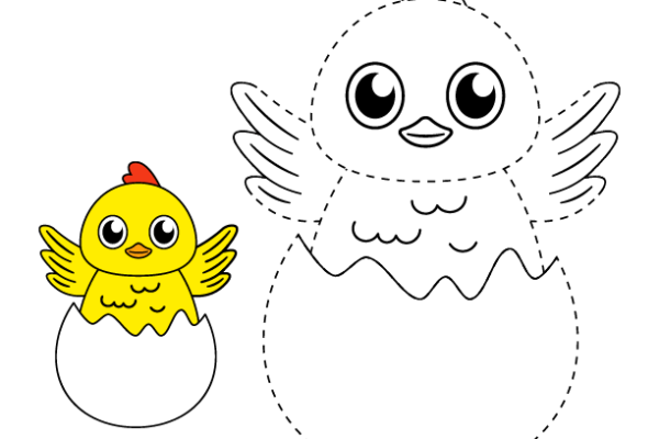 Trace and Color Baby Chick worksheet