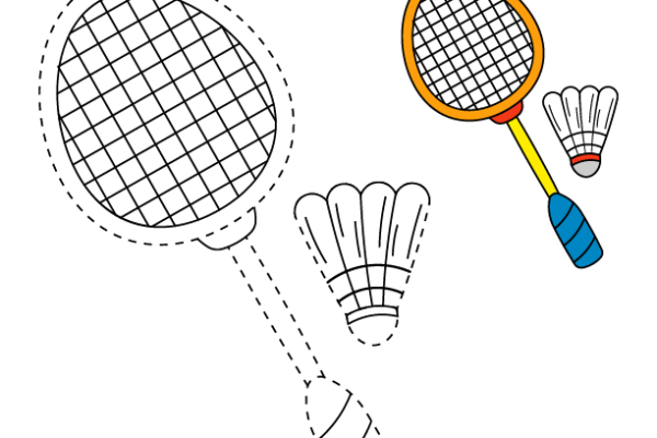 Trace and Color Badminton worksheet