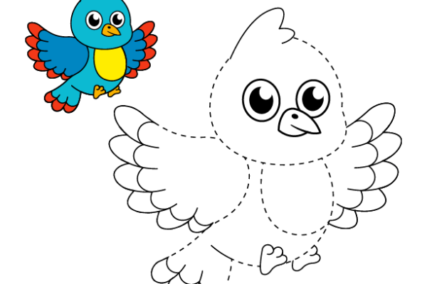 Trace and Color Bird worksheet