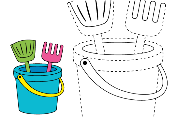 Trace and Color Bucket worksheet