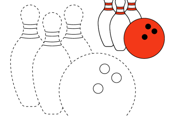 Trace and Color Snow Bowling worksheet