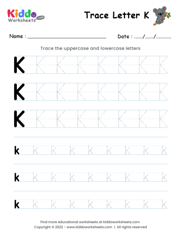 Tracing Letter K