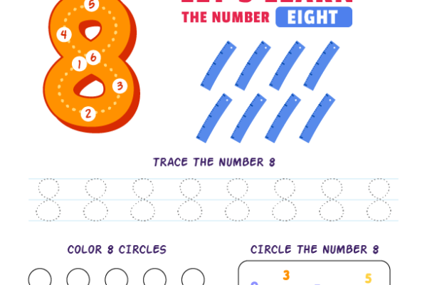 Tracing Number Eight-8 Worksheet