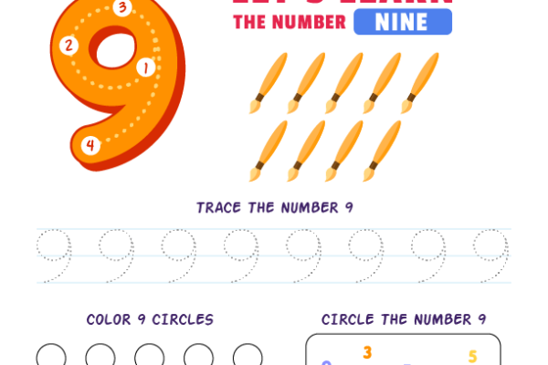 Tracing Number Eight-9 Worksheet