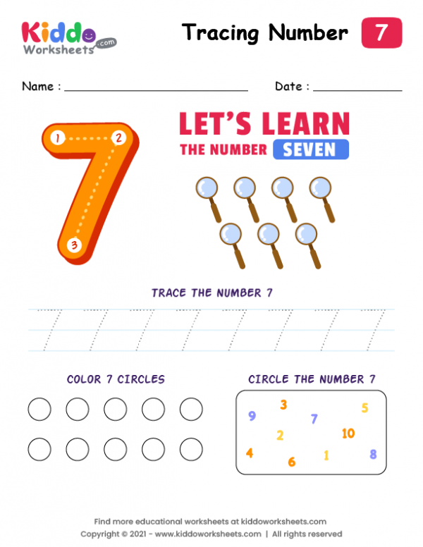 Number Tracing Seven-7