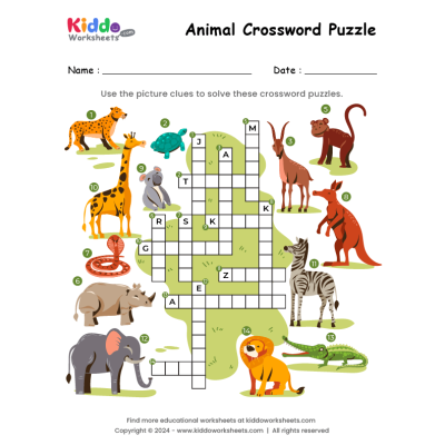 Tropical Animal Crossword