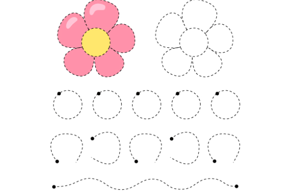 Tracing Lines Flower Worksheet