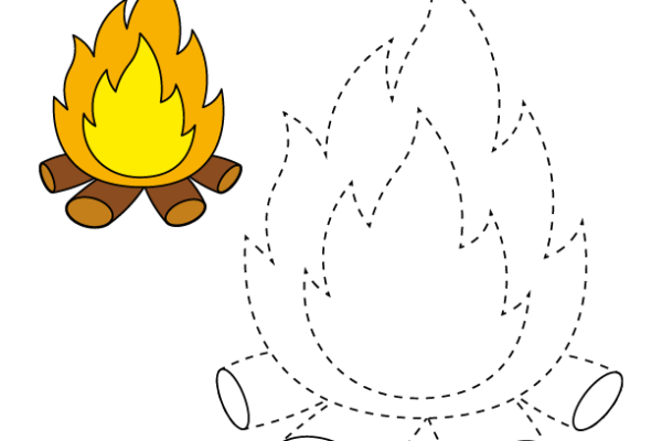 Trace and Color Bonfire worksheet