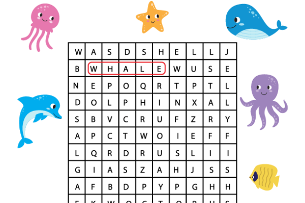 Word Search Sea Animals Worksheet