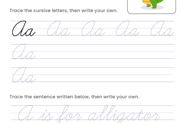 Letter A Cursive Writing Worksheet