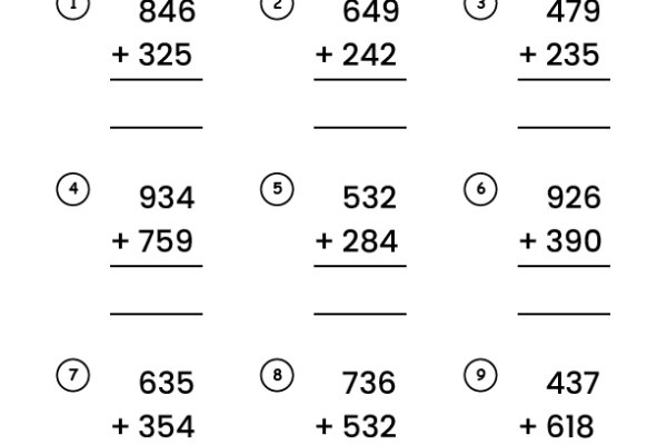 3 Digit Addition Worksheet