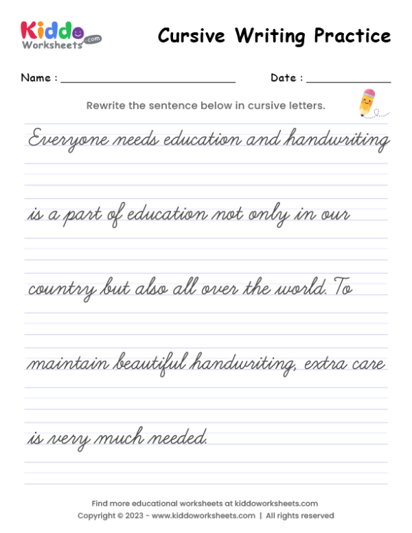 Cursive Writing Worksheet 1