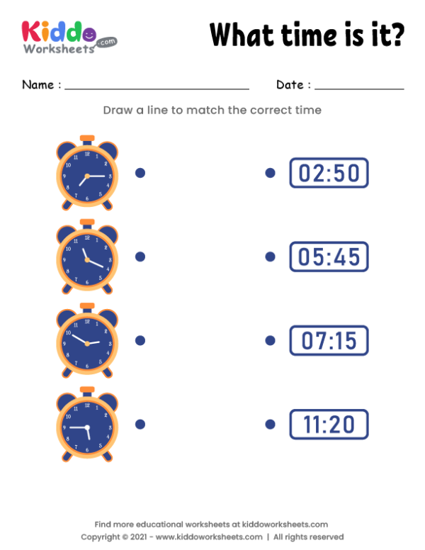 Match Clock Worksheet 4