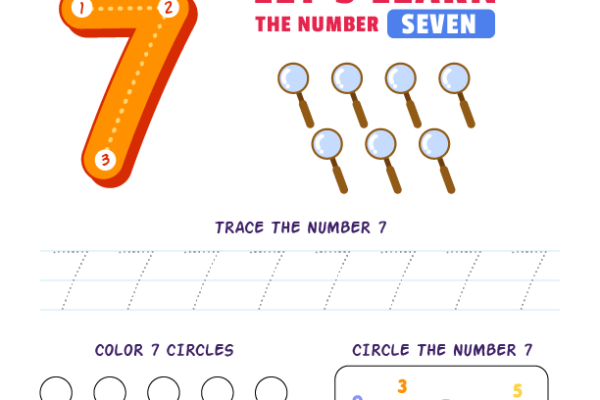 Tracing Number Seven-7 Worksheet