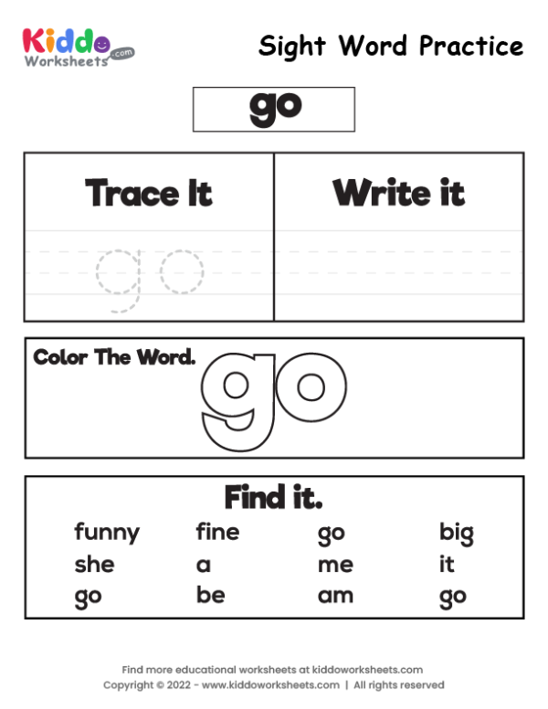 Sight Word Practice go