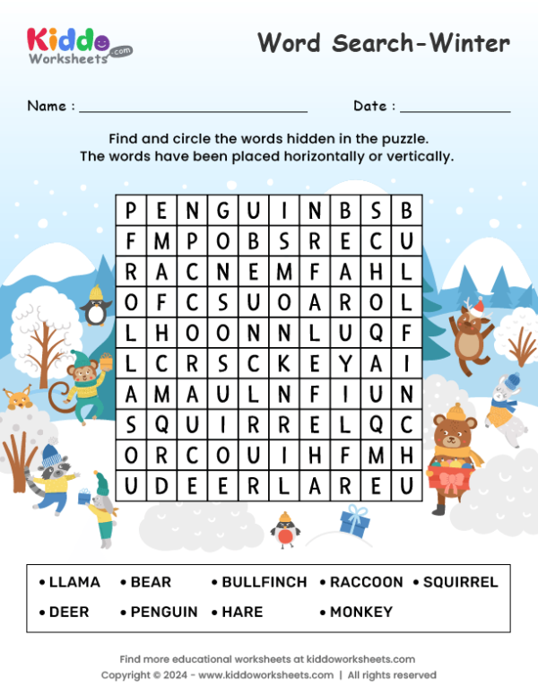 Winter Word Search puzzle