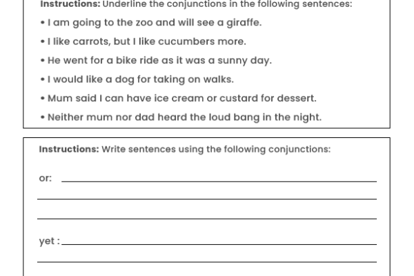 Conjunctions Worksheet