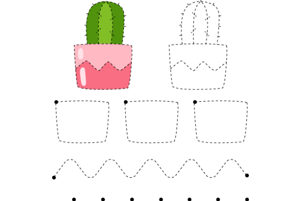 Tracing Lines Cactus Worksheet