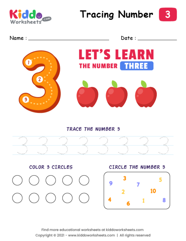 Number Tracing Three-3