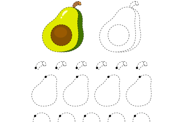 Tracing Lines Avocado Worksheet