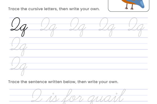 Letter Q Cursive Writing Worksheet