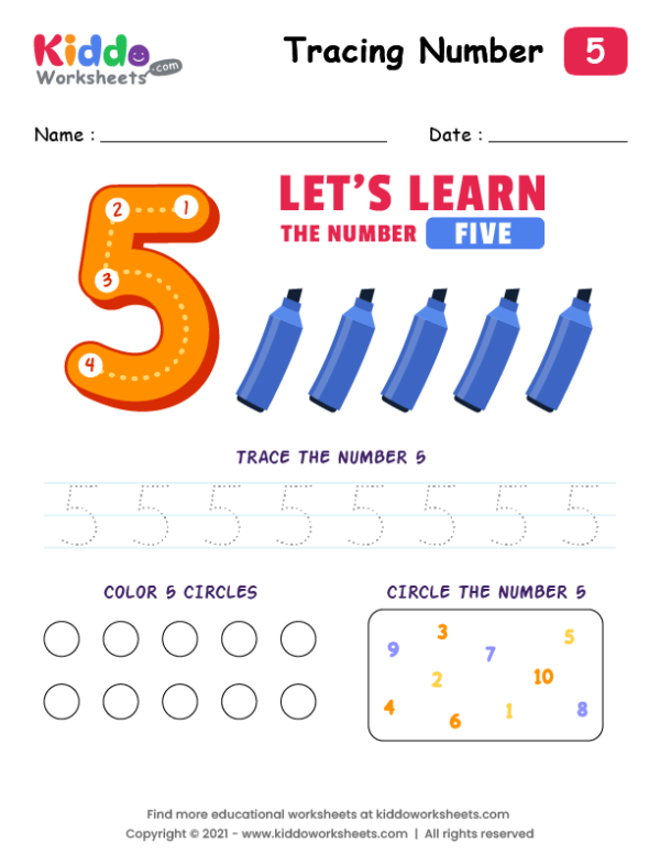 Number Tracing Five-5